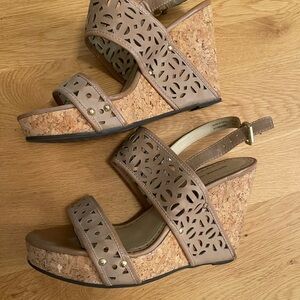 Adrienne Vittadini Tan Cork Wedges